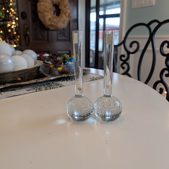 VTG 50s/60s Sweden J. Wuidart & Co — Set of 2 Clear Bubble Glass Bud Vases - Picture 5 of 15